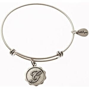 Bella Ryann G Adjustable Expandable Silvertone Wire Bangle Bracelet Initial